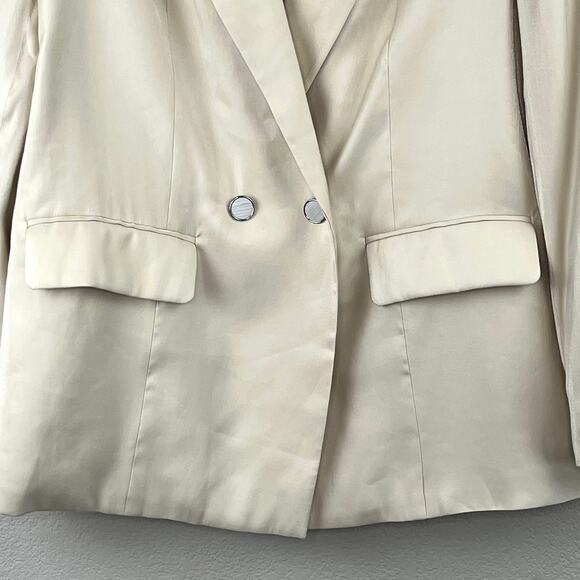 Guess Cream Cemento Adriana Peak Lapel Two Button Double Breasted Blazer XL NWT - Picture 6 of 16